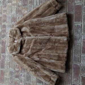 Vintage 1960s Faux Fur Beige Mink Style Cropped Coat Cut Fur Tissavel